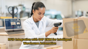 RFID scanning by a pharma industry female professional